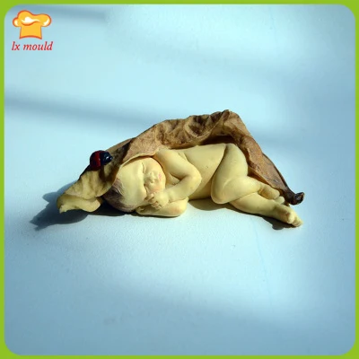 lxyy new lovely leaves sleeping elf silicone mold mini baby soap