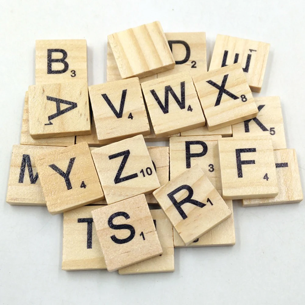 100 шт. Scrabble Алфавит плитка буквенный набор для скрапбукинга деревянный номер имя Tage слово полный ручной работы