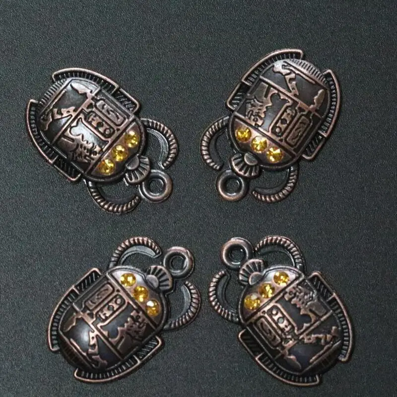 

Egyptian Rhinestones Scarab Beetle Charms For Jewelry Making Necklace Bracelet Earrings Keychains Fashion Pendants Findings 5pcs