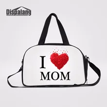 Dispalang Чемодан дорожная сумка «I Love Mom DAD печати Организатор унисекс вещевой мешок вести Чемодан Сумки большой выходные сумка ночь