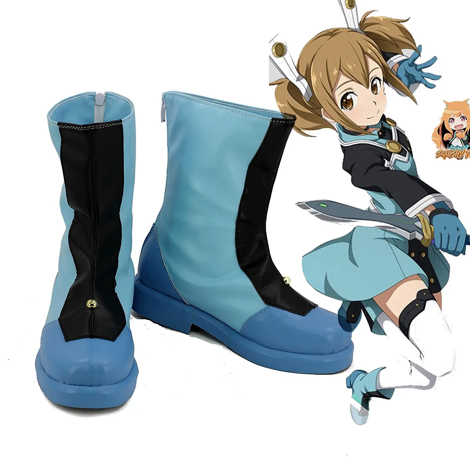 

SAO Silica Shoes Cosplay Sword Art Online Ordinal Scale Silica Cosplay Boots Blue Shoes Custom Made Any Size