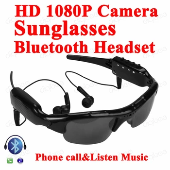 

Multi-Function MP3 Bluetooth Headset Earphone with Microphone Sunglasses Camera 1080P Digital Video Recorder Mini Camera Glasses