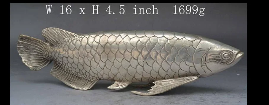 wang67111624+++China's old handmade exquisite ornament copper silver lucky sculpture - fish |