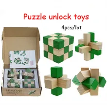 4 шт./партия, новое обучение и образование, 3D головоломка, разблокировка деревянных игрушек, головоломка для развития интеллекта, взрослых, деревянные развивающие головоломки, дети, разблокировка игры