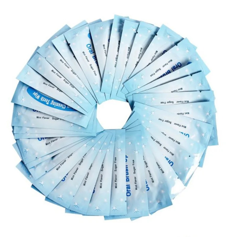 100 Pieces Pack Deep Cleaning Teeth Whitening Dental Brush Up Finger Wipe 3