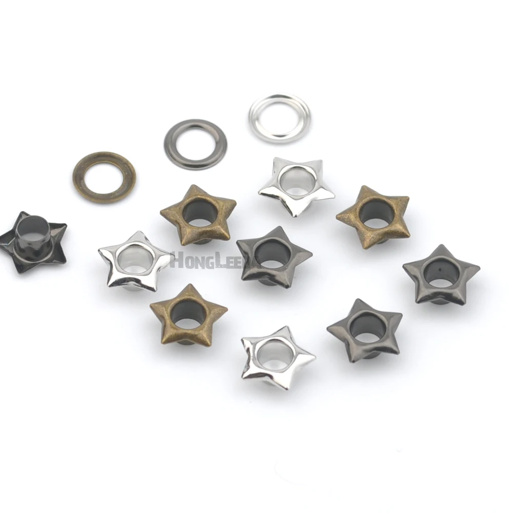 250sets/lot 5mm metal brass eyelets with washer star shape metal