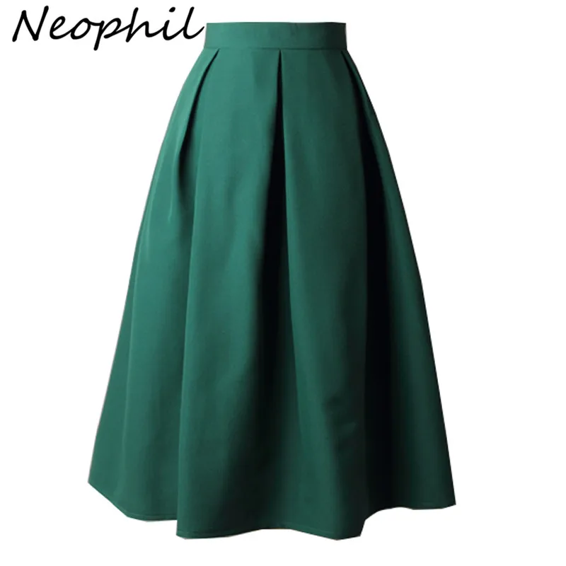Kaufen Neophil 2019 Winter Damen Schwarz Plissee Ballkleid Skater Midi Röcke Frauen Solid Plus Größe XXXL Büro Tragen Tutu Saias s8322