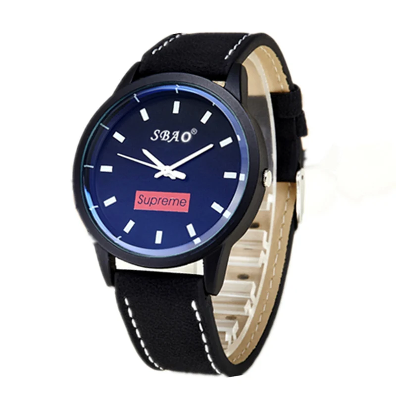 Sbao Men Watch Leather Classic Shock Resistant Watch Supreme Brand
