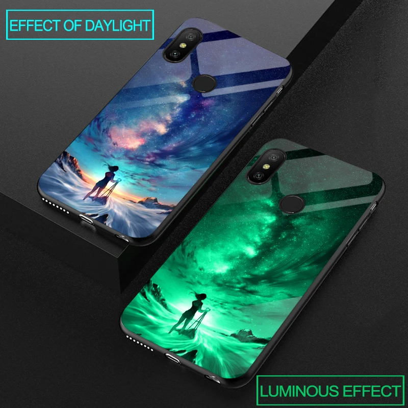 Luminous Phone Cases For Xiaomi Redmi 5 Plus 5A S2 Space Night Shine Glass Case For Redmi 6A 6 Pro / Mi A2 Lite Cover Shell Luminous Phone Cases For Xiaomi Redmi 5 Plus 5A S2 Space Night Shine Glass Case For Redmi 6A 6 Pro / Mi A2 Lite Cover Shell