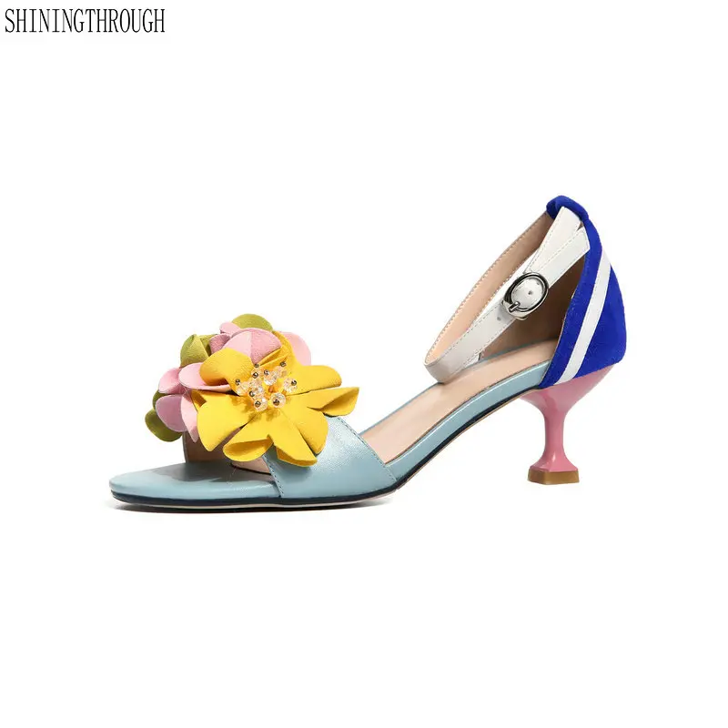 

2018 Summer Lady Fashion High Heel Shoes open Toe Dress Shoes Elegant Flower Party Summer Evening Sandals