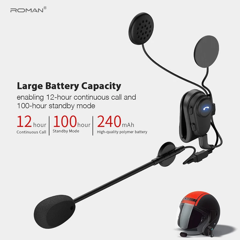 Дешево Римский M2 Bluetooth Анти помехи для мотоциклетного шлема езда Hands Free наушники bluetooth мотоциклетный шлем гарнитура