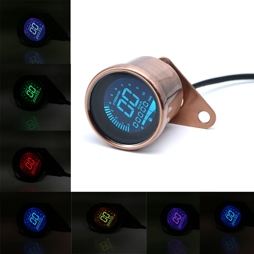 

Motorcycle Retro LCD Tachometer Speedometer Fuel Gauge Assembly Cafe Racer Old School Bobber Touring Scooter Offroad