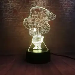 Красота 3D иллюзия светодиодный ночник красочный сенсорный флэш-свет стол Япония Манга цельный Тони Чоппер фигурки Аниме игрушечные