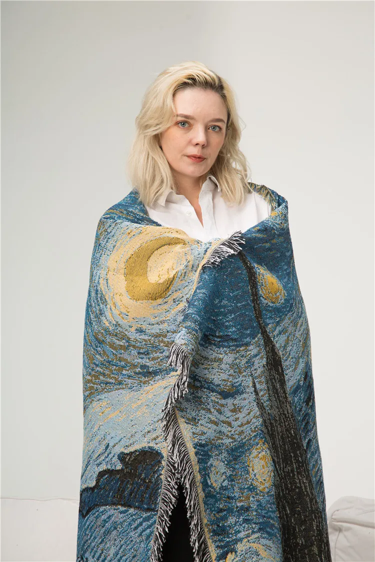 Хлопок Ван Гог звездное одеяло в стиле звездной ночи толстые Одеяло Спальня постельные покрывала скатерть гобелены домашний декор висит Одеяло