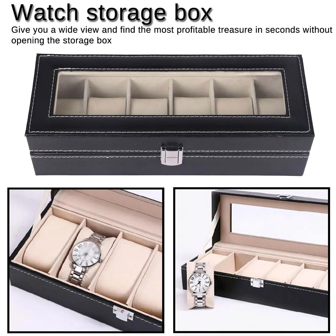 

Leather Fiber Watch Box Jewelry Storage Box Organizer for Earrings Rings Bracelet Display Holder Case jewelry boxes