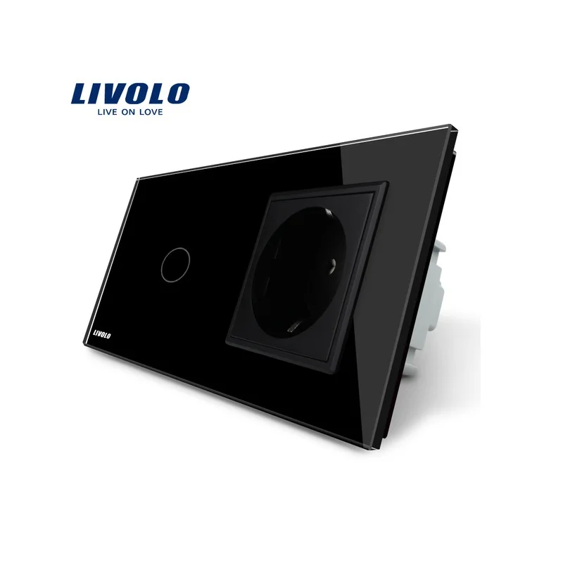 Бесплатная доставка Livolo сенсорный выключатель с ЕС Стандартный гнездо черного