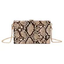 Дамская змеиная сумка-мессенджер на плечо с принтом из искусственной кожи, повседневные женские сумки на цепочке, сумки через плечо, женские вечерние сумки