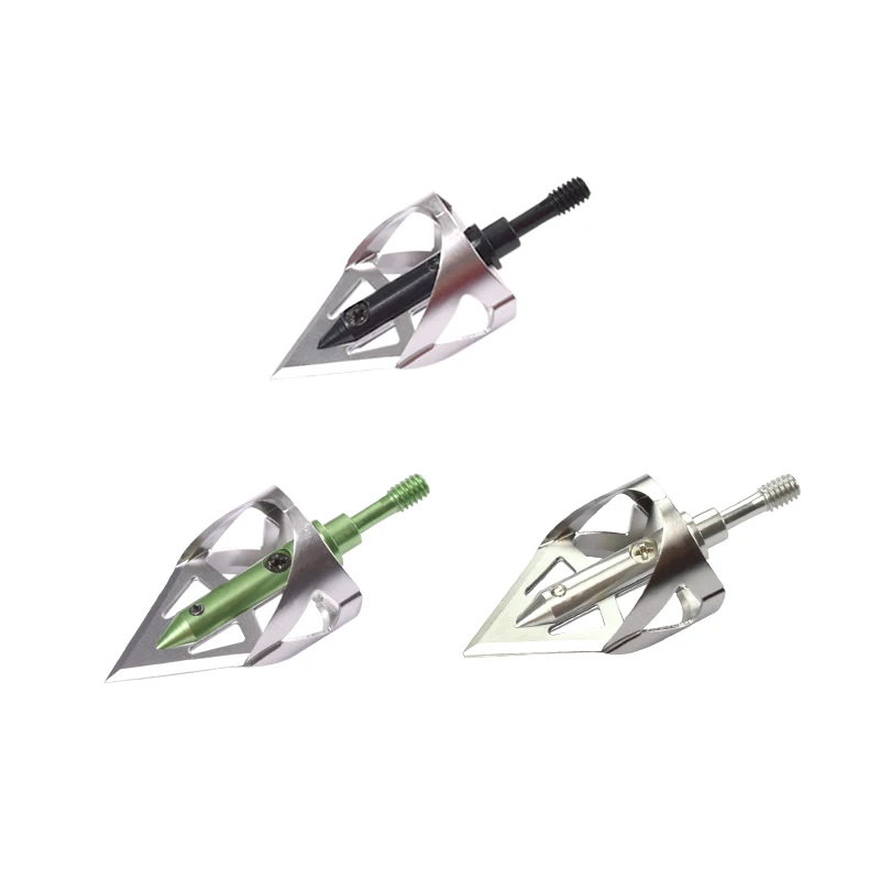 9 шт./лот стрельба из лука стрела Broadheads 100 зерна лезвия серебро/зеленый/черный истребитель Стиль охота лук стрелка головы Бесплатная