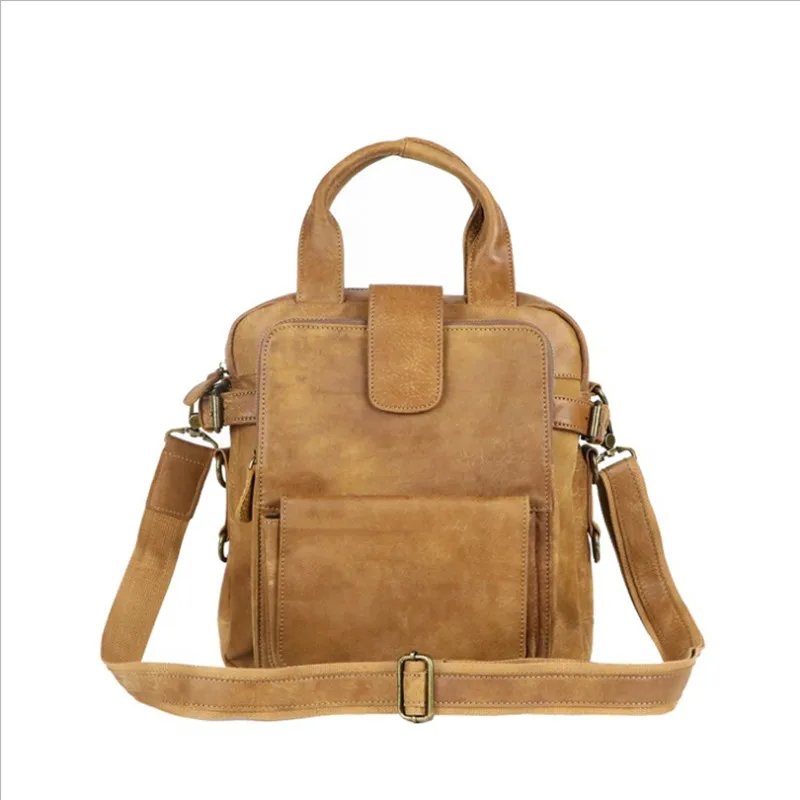 ALAVCHNV original design new leather men's retro single shoulder diagonal cross-layer layer matte handbag 6831 |