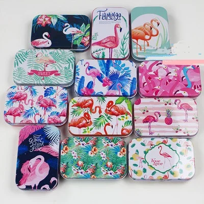 Flamingo Random 1 шт. винтажная Цветочная Печать Мини жестяная коробка для ювелирных изделий Свадебная подарочная металлическая коробка с декоративными конфетами коробки для хранения подарок для дома - Цвет: Flamingo Random