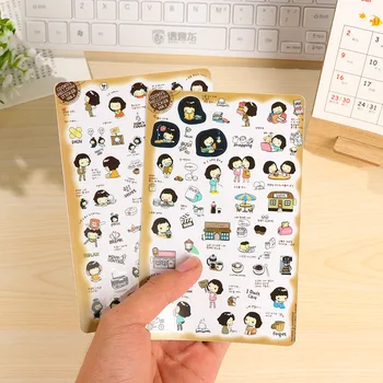 

6Pcs/Pack Cute Korean Girl DIARY DECO PACK Kawaii Sticker Planner Stickers Note Sticker Escolar Papelaria Stationery E0458