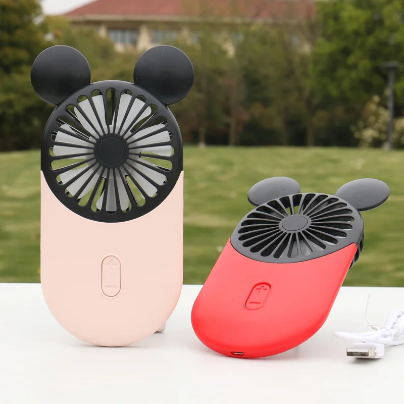

2019 Cartoon USB Charging Mini Fan Student Dormitory Portable Mini Cute Kitten Electric Mickey Fan Handheld Small Fan For Disney