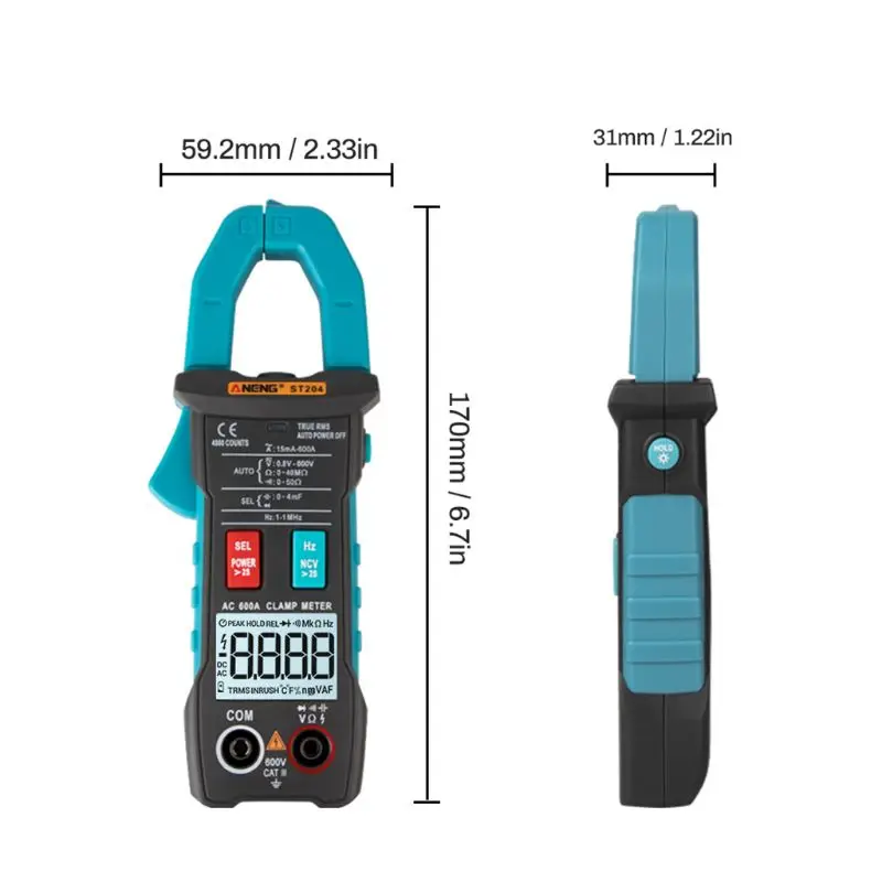 ST204 клещи 4000 отсчетов Цифровой DC/AC Ток Напряжение зажим аналоговый мультиметр True Rms Авто Диапазон pinza amperimetrica