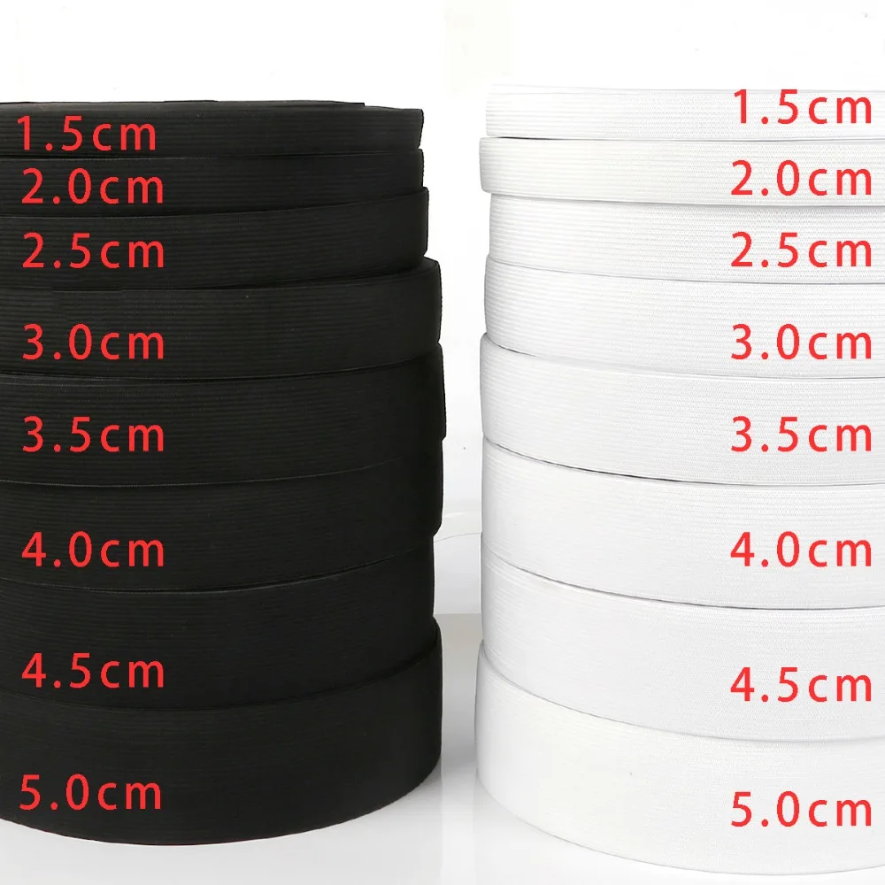 Width 0.6-5cm 5M White Black Elastic Band Spandex Belt Trim Sewing/Ribbon Clothes Flex Sewing Material for Shorts Skirt Trouse