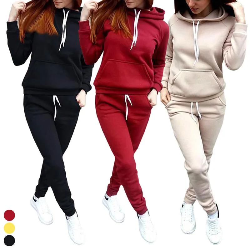 

Womens Hoodies Pant Clothing 2PCS Set Warm New Women Ladies letter Tracksuit Set 2pcs Tops Pants Suit Female