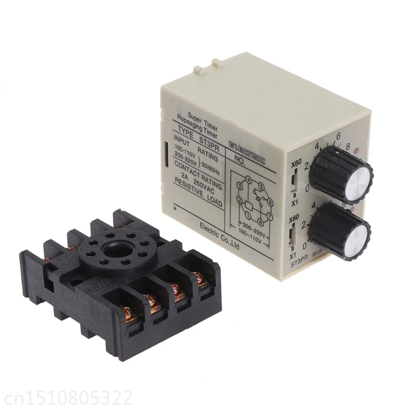 

ST3PR Electrical Time Relay Counter Relays Digital Timer Relay with Socket Base