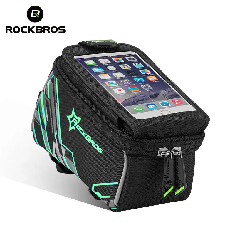 ROCKBROS Touch Screen Phone 6.0 Inch MTB Road Bike Bag With Rain Cover Waterproof Reflective Cycling Top Front Tube Bicycle |