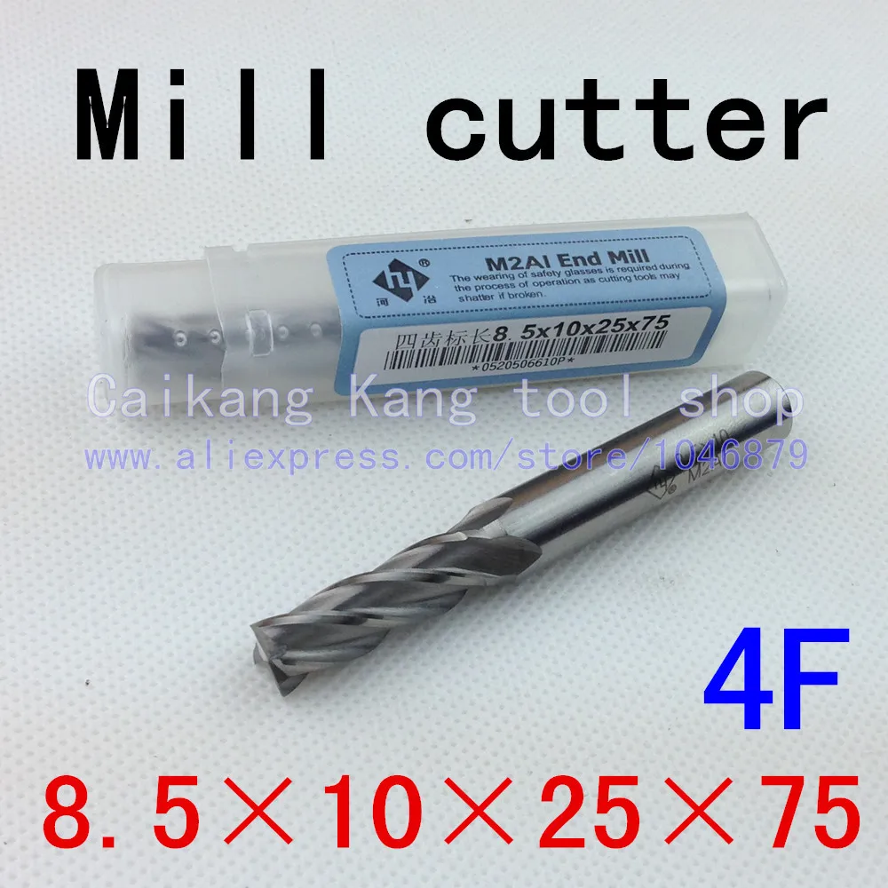 

New 4 Flutes 4F8.5*10*25*75 M2AI Dia 8.5mm End Mill Router Bit Milling Cutter Machine CNC Drill Tool Super-Hard High Speed Steel