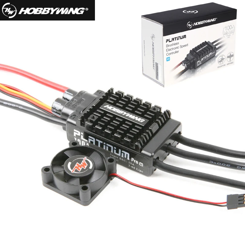 1pcs Original HobbyWing Platinum 100A V3 RC Model Brushless ESC for Multicopter For Align TREX 550 600 700 RC Helicopter Fixed W 1pcs original hobbywing platinum 100a v3 rc model brushless esc for multicopter for align trex 550 600 700 rc helicopter fixed w