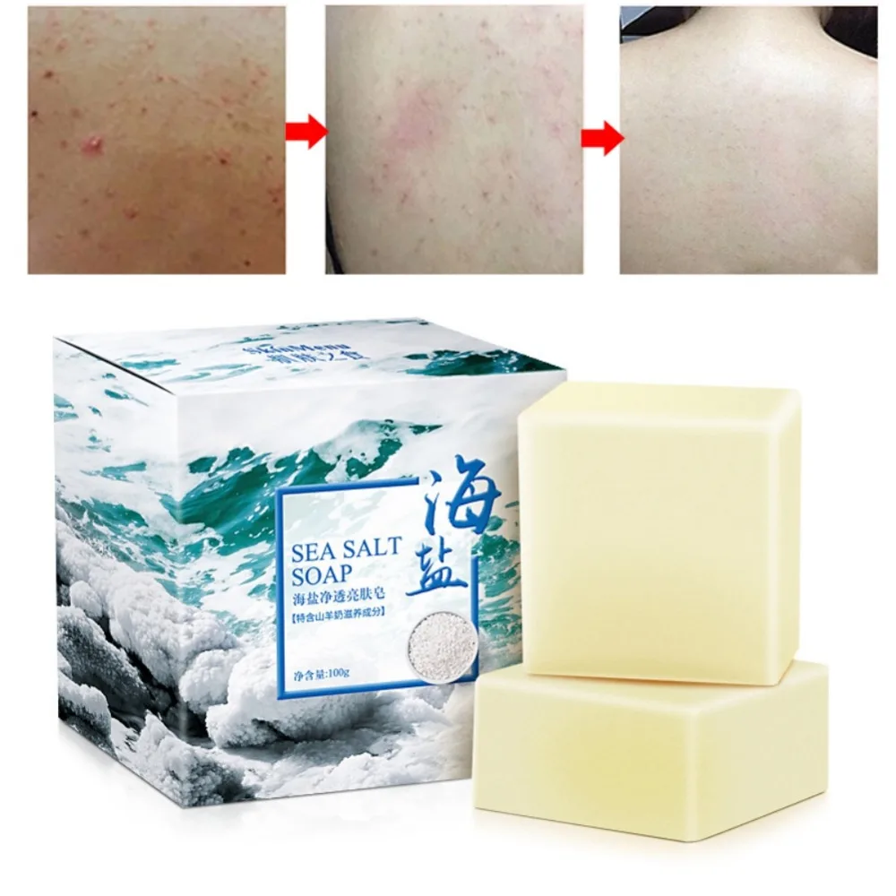 100g Sea Salt Soap Cleaner Removal Pimple Pores Acne Treatment Goat Milk Moisturizing Face Care Wash Basis For Soap Savon Au Hot