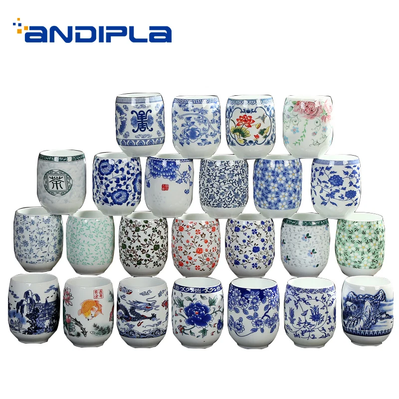 

2PCS/Lot Jingdezhen Vintage Teacups Ceramic Porcelain Water Cup Master Tea Cups Chinese Style Drinkware Teaware Christmas Gifts