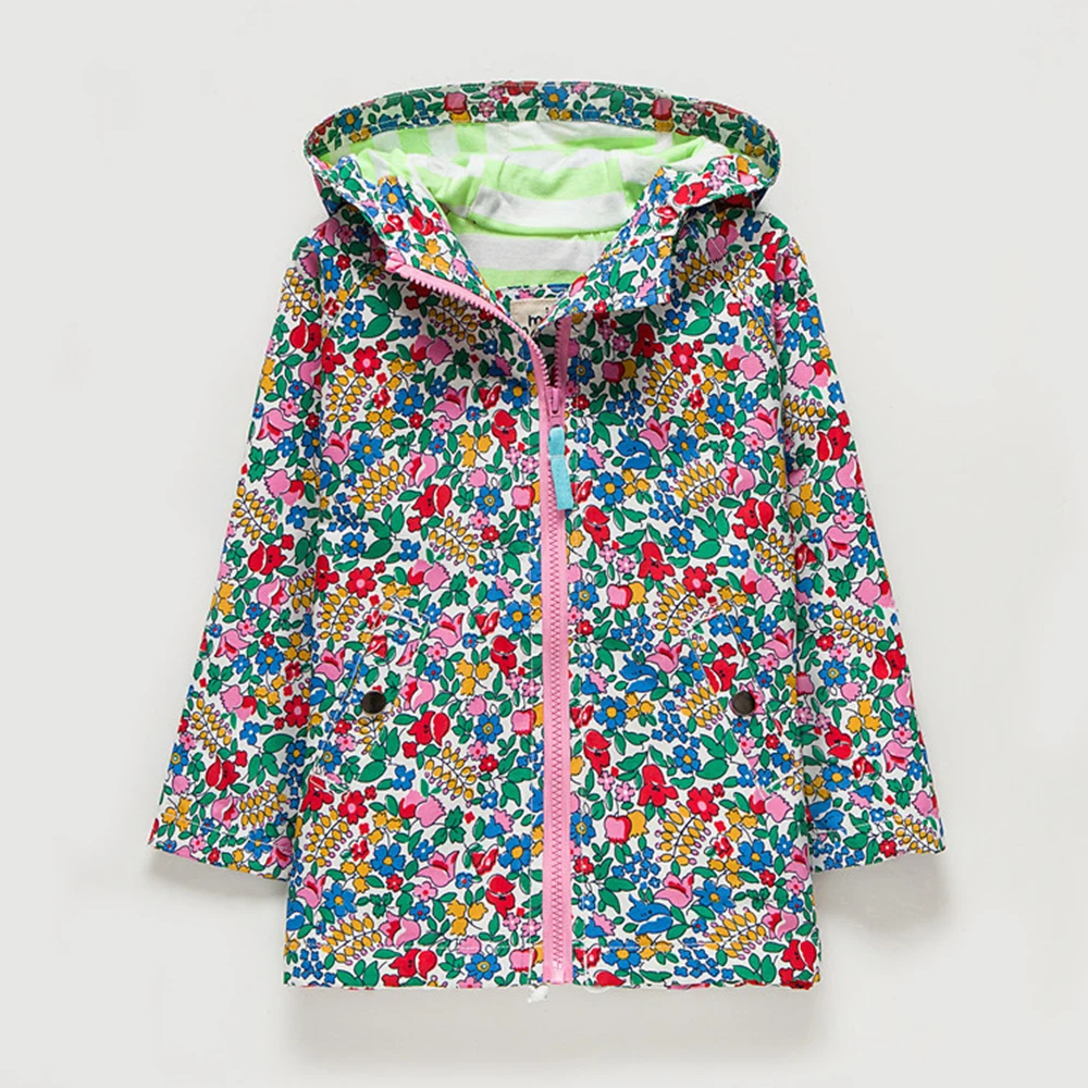 M26 Spring Autumn Fashion flower Thin Coat Child Padded Lining Jacket Hoodies Windbreaker Girl Tops Outwear | Детская одежда и