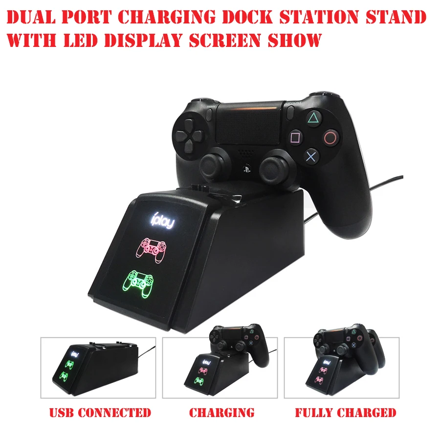 

PS4 Controller Charger Joypad Joystick USB Charger With LED Indicator Dual USB Fast Charging Dock Station for Playstation4 PS4