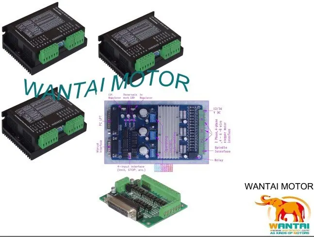 

High Quality CNC 3 Axis Stepper motor driver 80VDC/8.2A , 50micsteps,stepping motor dc motor + 1 pc 3 axis driver board TB6560