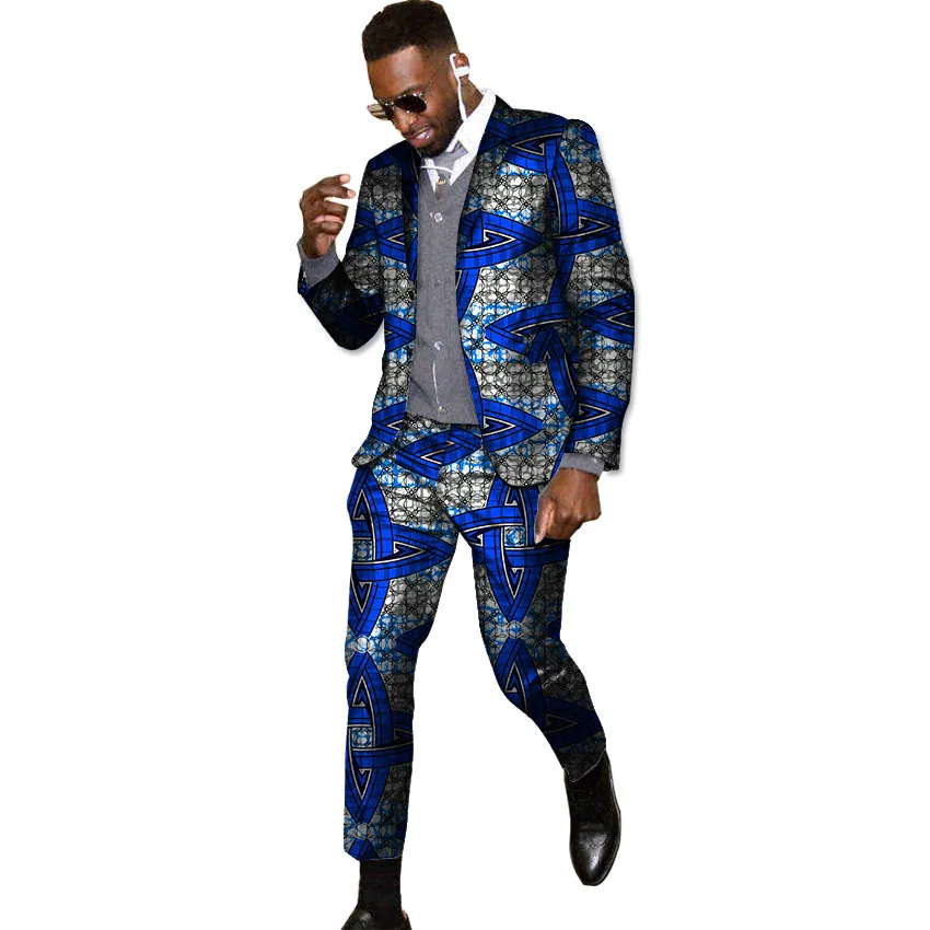 New arrivals African wax suit men Ankara fashion print dashiki suits man blazer with pant 2 pieces for wedding africa clothing