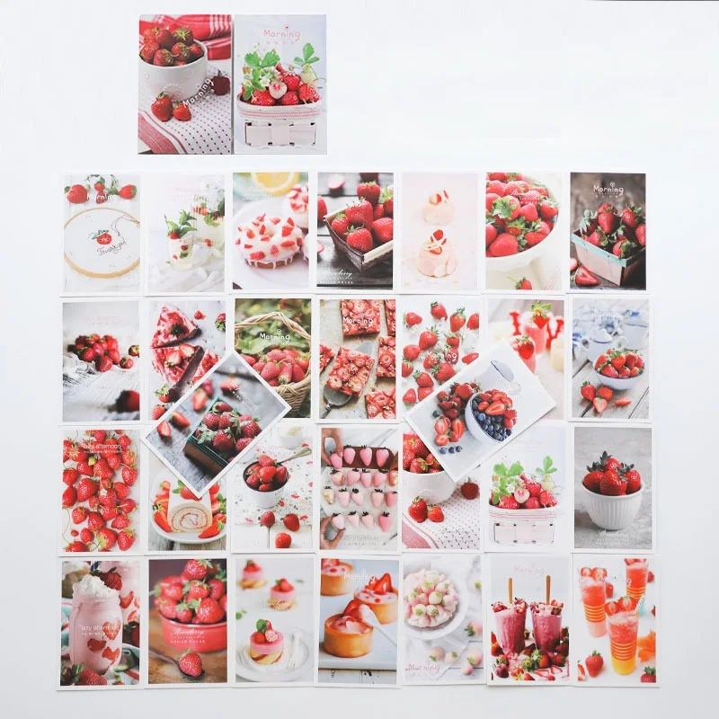 

30 Sheets/Set Creative Strawberry Fruit Postcard/Greeting Card/Message Card/Birthday Letter Envelope Gift Card