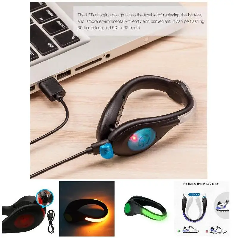 Новые спортивные беговые безопасные светодиодные зажимы USB для обуви