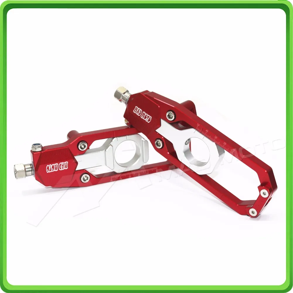 Aluminum motorcycle Chain Tensioner Adjuster fit for YAMAHA R1 YZF R1 2015 2016 2017 YZF-R1 15 16 17 Red & Silver (5)