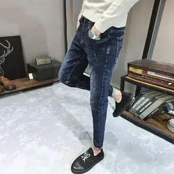 2018 г. весенние и осенние новые Для мужчин, Цвет простые брюки темпера Для мужчин t дикий уличной моды джинсы Бизнес молодежи для отдыха