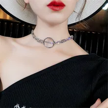 Новое поступление, модное женское ожерелье с цепочкой, металлическое круглое ожерелье, совместимое с женскими корейскими ювелирными изделиями