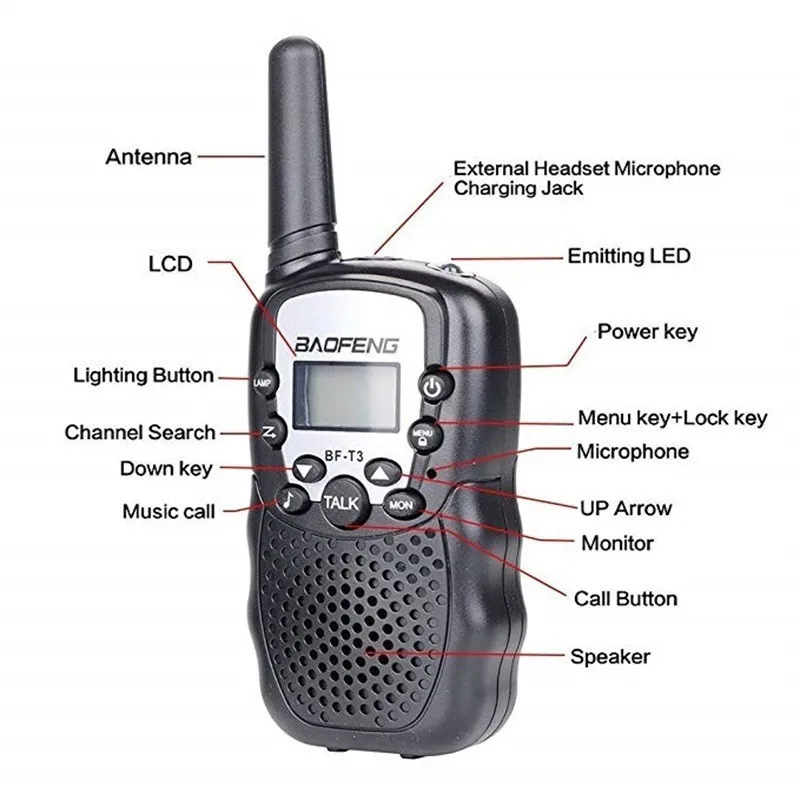 2 шт. детские мини дети UHF BaoFeng Walkie Talkie BF T3 FRS двухстороннее радио ФИО Comunicador удобно