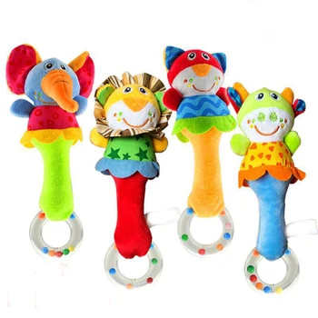 

Soft Animal BeBe Toys Baby Rattle Toys Animal Hand Bells Plush Toy Baby Educational Music Rattle for Kid Bed and Stroller G0261
