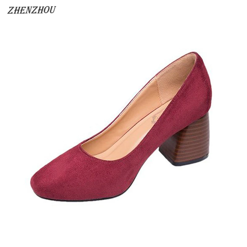 

Free shipping shoes woman 2018 new style Spring and autumn Round head shallow mouth with high heels side with women's shoes