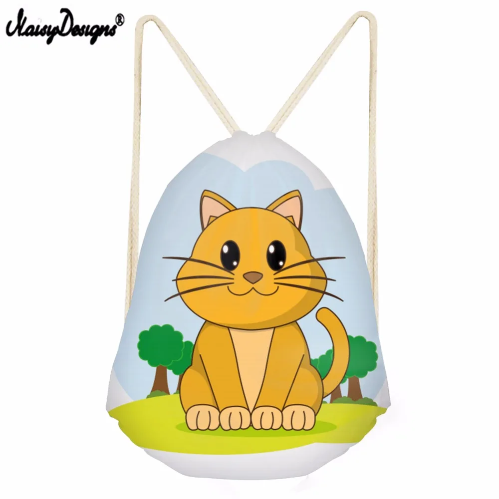 Noisy Designs Drawstring Bag 3D Cat Printed String Sack Beach Women Travel Storage Package Teenagers Backpack