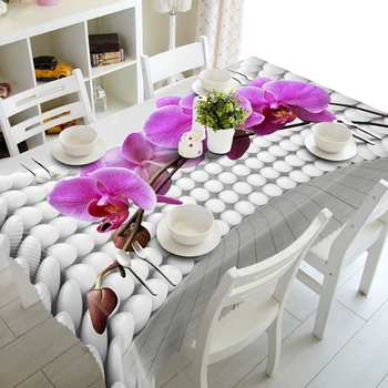 

Pastoral Polyester Rectangular Tablecloth 3d Beautiful Purple Tulip Flowers Pattern Dustproof Round Table Cloth for Wedding