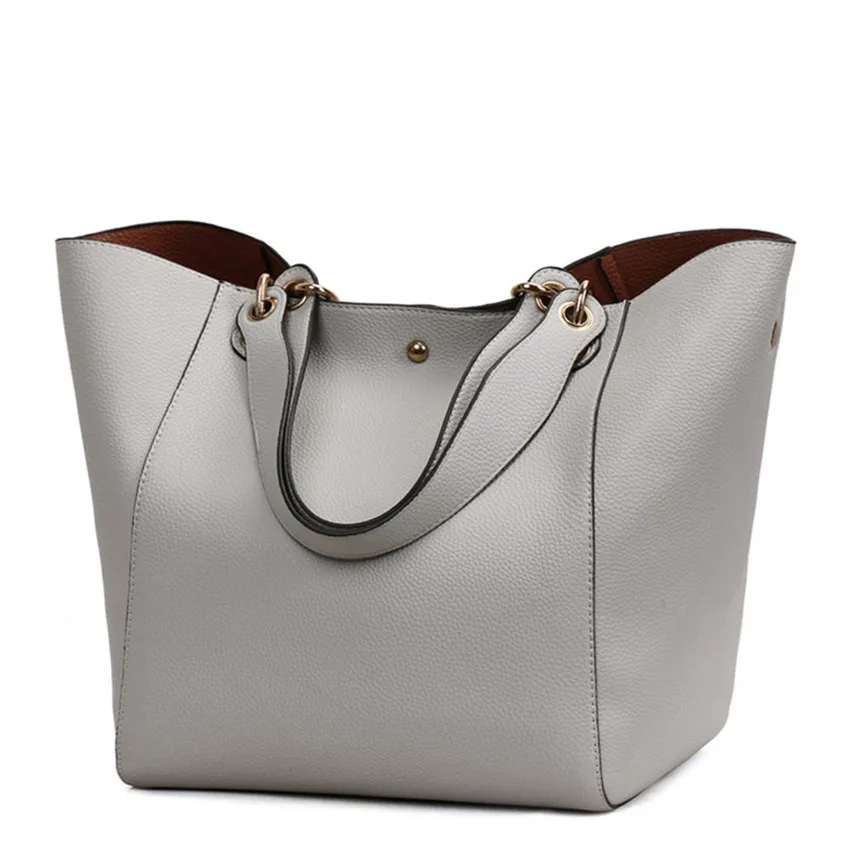 Женские кожаные сумки женские Офисные Сумки - Цвет: Светло-серый